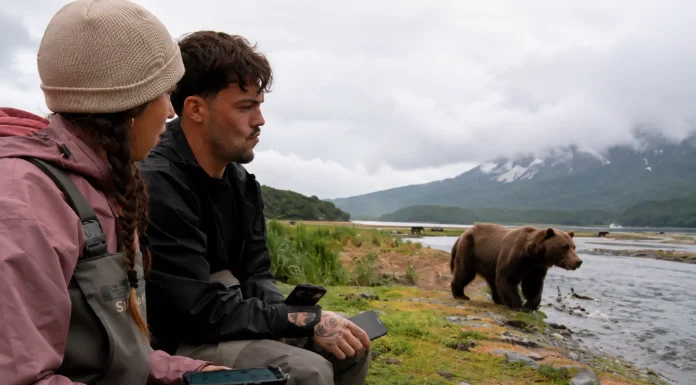 Streamers Adapt and Maya Stay Perfectly Calm as Massive Brown Bear Hunts Salmon Right in Front of Them — Watch the Tense Close Encounter streamers Adapt and Maya brown bear salmon close encounter