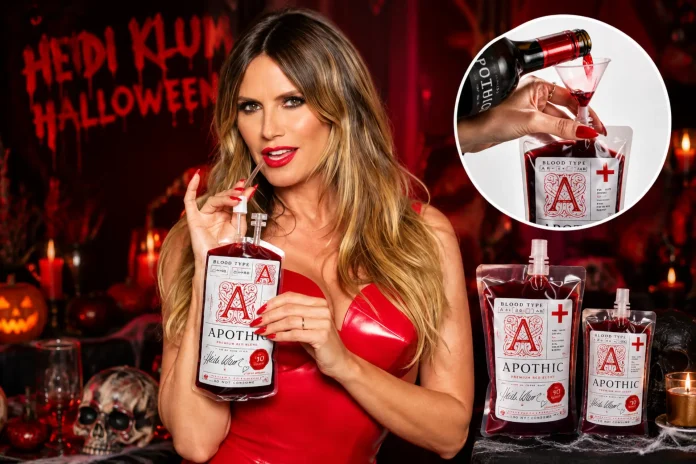 Heidi Klum blood bags wine