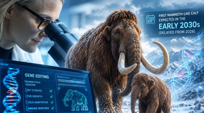 Scientists Use AI and Gene Editing to Revive Woolly Mammoth, First Calf Projected for 2030s Woolly mammoth de-extinction AI