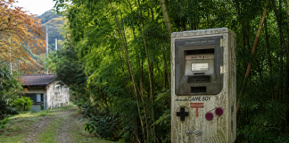 Giant Abandoned Game Boy in Kagawa Mountains Now a Mailbox for Locals giant Game Boy Kagawa Japan mountains Nintendo store mailbox