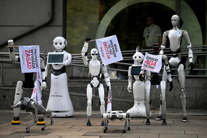 Robots Protest in Poland: Dozens Demand Humans Keep Their Jobs Outside Digital Ministry