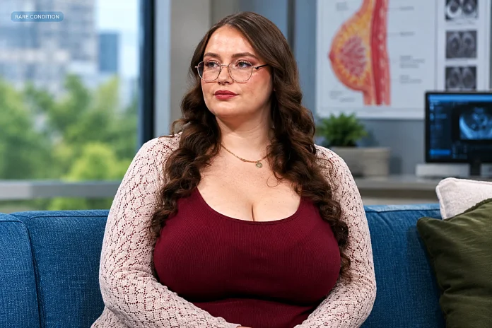 woman rare condition tissue never stop growing 60 pounds macromastia gigantomastia