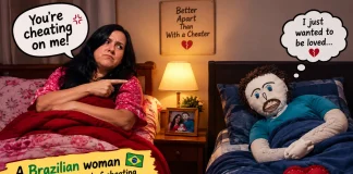Brazilian Woman Banishes Rag Doll Husband to Separate Bed Over Infidelity Claims Brazilian woman rag doll husband cheating