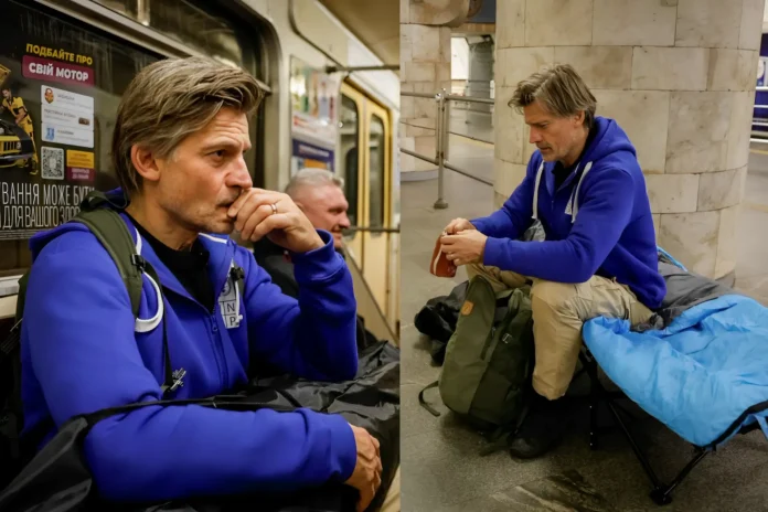Nikolaj Coster-Waldau Kyiv shelter missile strikes