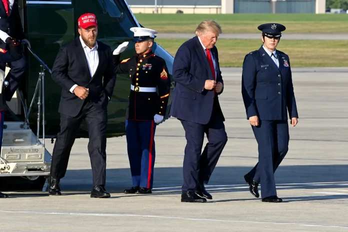 Jake Paul Air Force One flight Donald Trump rally