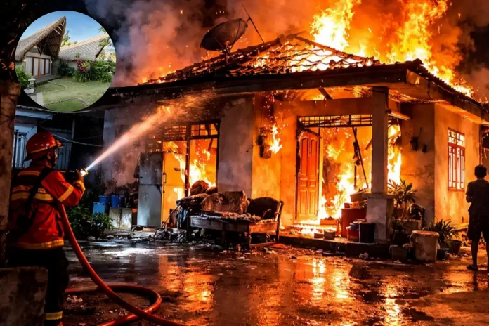 tourist kills spider fire burns Bali villa disaster