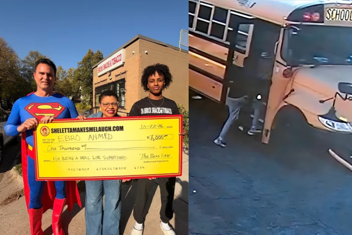 Ebro Ahmed saves children moving school bus Minnesota
