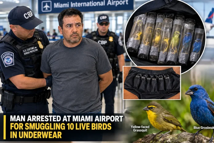 Miami Airport smuggling birds underwear
