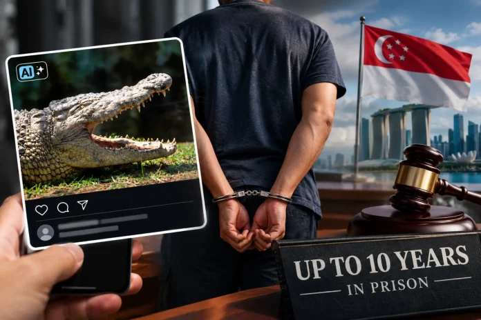 Singapore man AI crocodile image prison