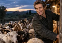 Willem Dafoe Shares How Putting 35 Goats and Sheep to Bed Brings Him Peace on His Italian Farm Willem Dafoe Italy farm goats and sheep