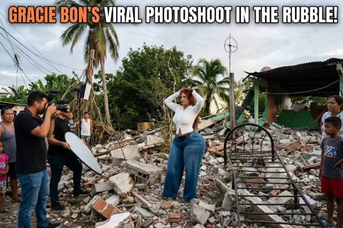 Gracie Bon Sparks Online Backlash After Viral Photoshoot Posing Amid Destruction Rubble