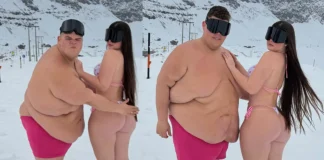 Brazilian Influencer Gordão da XJ and Girlfriend Nicole Experience Snow in Chile for First Time Brazilian influencer Gordao da XJ and fiancee Nicolle Caroline posing in the snow in Chile