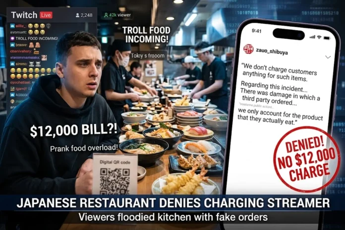 Japanese restaurant Zauo Shibuya denied charging streamer Lacy $12,000 after prank food orders