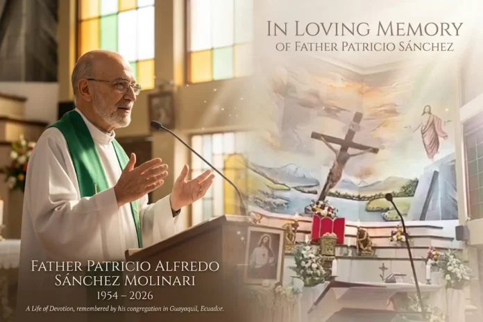 priest killed by falling crucifix Ecuador church