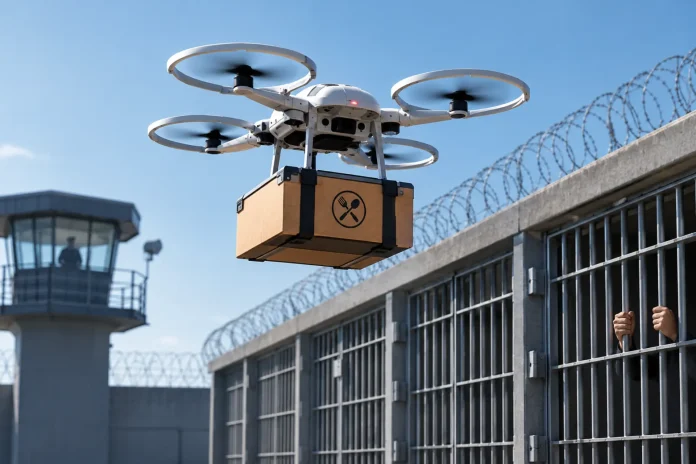 High security prison drone food delivery