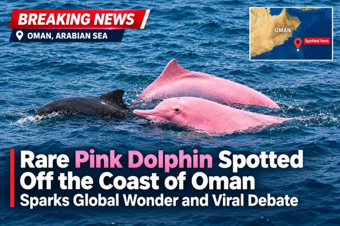Rare Pink Dolphin Spotted Off the Coast of Oman Sparks Global Wonder and Viral Debate