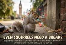 Viral Videos Show Squirrels Chewing on Discarded Vapes in London and Philadelphia vaping squirrels viral videos London Philadelphia