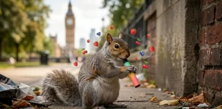 Viral Videos Show Squirrels Chewing on Discarded Vapes in London and Philadelphia vaping squirrels viral videos London Philadelphia